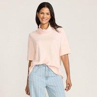 Lands' End Women's Relaxed Short Sleeve Supima Cotton Polo Neck Top in Pink | Size: 20