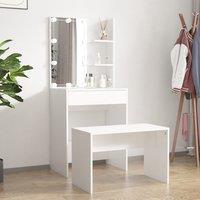 Berkfield Home Dressing Table Set with LED White Engineered Wood