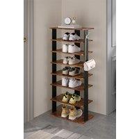 Living and Home 8-Tier Shoe Rack with Hooks for Entryway in Black