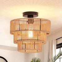 Garwarm 1 - Light Farmhouse Boho Geometric Rattan Pendant Light in Natural