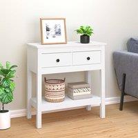 Berkfield Home Console Table White 75x35x75 cm Solid Wood Pine | Size: 75 x 35 x 75 cm