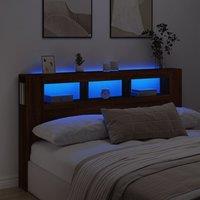 Berkfield Home LED Headboard Brown Oak 180x18.5x103.5 cm Engineered Wood