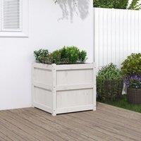 Berkfield Home Garden Planter White 60x60x60 cm Solid Wood Pine | Size: 60 x 60 x 60 cm