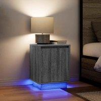 Berkfield Home Bedside Cabinets with LED Lights2 pcs Grey Sonoma 38x34x50 cm | Size: 38 x 34 x 50 cm