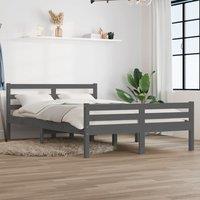 Berkfield Home Bed Frame Grey Solid Wood 140x190 cm