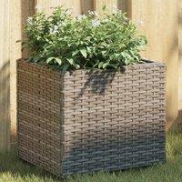 Berkfield Home Garden Planters 2 pcs Grey 36x30x32 cm Poly Rattan | Size: 36 x 30 x 32 cm