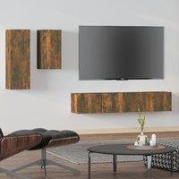 Berkfield Home 4 Piece TV Cabinet Set Smoked Oak Engineered Wood in Brown