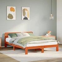 Berkfield Home Bed Frame without Mattress Wax Brown 150x200 cm King Size Solid Wood Pine