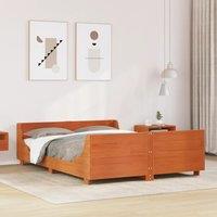 Berkfield Home Bed Frame without Mattress Wax Brown 120x190 cm Small Double Solid Wood Pine