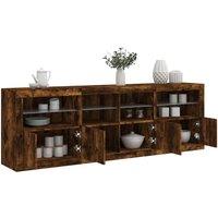 Berkfield Home Sideboard with LED Lights Smoked Oak 202x37x67 cm in Brown | Size: 202 x 37 x 67 cm
