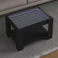 Berkfield Home Coffee Table with LED Black 73x53x45 cm Engineered Wood | Size: 73 x 53 x 45 cm