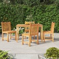Berkfield Home 5 Piece Garden Dining Set Solid Wood Teak in Brown