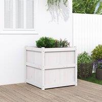 Berkfield Home Garden Planter White 70x70x70 cm Solid Wood Pine | Size: 70 x 70 x 70 cm