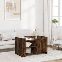 Berkfield Home Coffee Table Smoked Oak 80x50x50 cm Engineered Wood in Brown | Size: 80 x 50 x 50 cm