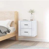 Berkfield Home Wall-mounted Bedside Cabinet High Gloss White 50x36x47 cm | Size: 50 x 36 x 47 cm