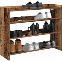 Berkfield Home Shoe Rack Old Wood 80x25x62 cm Engineered Wood in Brown | Size: 80 x 25 x 62 cm
