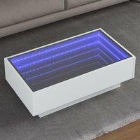 Berkfield Home Coffee Table with LED White 90x50x30 cm Engineered Wood | Size: 90 x 50 x 30 cm