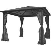 Berkfield Home Gazebo with Curtain Anthracite Aluminium 300x300 cm in Black