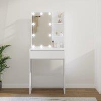 Berkfield Home Dressing Table with LED White 60x40x140 cm | Size: 60 x 40 x 140 cm