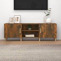 Berkfield Home TV Cabinet Smoked Oak 150x30x50 cm Engineered Wood in Brown | Size: 150 x 30 x 50 cm