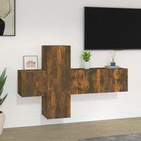 Berkfield Home 3 Piece TV Cabinet Set Smoked Oak Engineered Wood in Brown