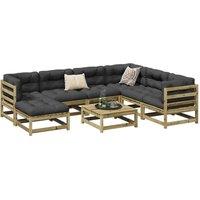 Berkfield Home 8 Piece Garden Sofa Set Impregnated Wood Pine in Brown