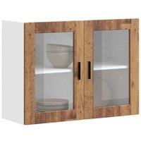 Berkfield Home Kitchen Wall Cabinet with Glass Door Porto Old Wood in Brown
