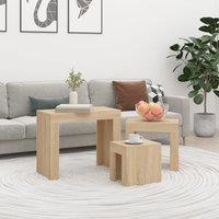 Berkfield Home Nesting Coffee Tables 3 pcs Sonoma Oak Engineered Wood in Brown