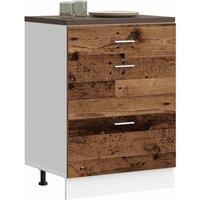 Berkfield Home Kitchen Base Cabinet Old Wood Engineered Wood in Brown