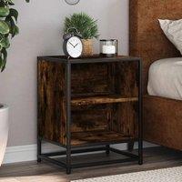 Berkfield Home Bedside Cabinets 2 pcs Smoked Oak 40x31x50 cm Engineered Wood & Metal in Brown | Size: 40 x 31 x 50 cm