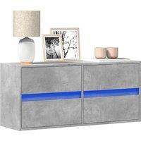 Berkfield Home TV Wall Cabinet with LED Lights Concrete Grey 100x31x45 cm | Size: 100 x 31 x 45 cm