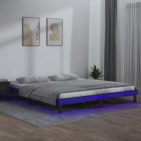 Berkfield Home LED Bed Frame Grey 120x190 cm Small Double Solid Wood