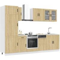 Berkfield Home 8 Piece Kitchen Cabinet Set Kalmar Sonoma Oak Engineered Wood in Brown