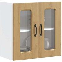 Berkfield Home Kitchen Wall Cabinet with Glass Door Kalmar Artisan Oak Engineered Wood in Brown