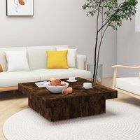 Berkfield Home Coffee Table Smoked Oak 90x90x28 cm Engineered Wood in Brown | Size: 90 x 90 x 28 cm