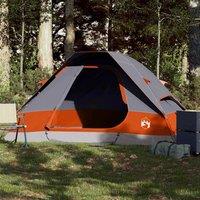 Berkfield Home Camping Tent Dome 2-Person Grey & Orange Waterproof