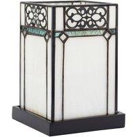 Happy Homewares 1920s Vintage Rectangular Tiffany Glass Table Lamp in Emerald Green