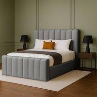 Desire Deco Selena Upholstered Plush Velvet Ottoman Storage Bed Frame in Grey | Size: Single