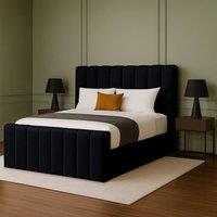 Desire Deco Selena Upholstered Plush Velvet Ottoman Storage Bed Frame in Black | Size: Super King