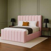 Desire Deco Selena Upholstered Plush Velvet Ottoman Storage Bed Frame in Pink | Size: Super King