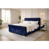PARADISE BEDS LTD Luxury Ripon Divan Ottoman Modern Bed in Dark Blue | Size: Double