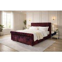 PARADISE BEDS LTD Luxury Ripon Divan Ottoman Modern Bed in Dark Red | Size: Double