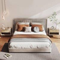 HOMCOM Floating Nightstands Set of 2, Bedside Table w/ Drawer & Open Shelf in Natural