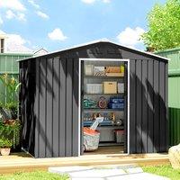 OUTSUNNY 8 x 6ft Garden Storage Shed with Double Door, Dark Grey | Size: 6x8ft