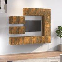 Berkfield Home 8 Piece TV Cabinet Set Smoked Oak Engineered Wood in Brown