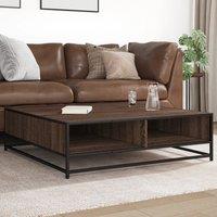 Berkfield Home Coffee Table Brown Oak 100x100x30 cm Engineered Wood & Metal | Size: 100 x 100 x 30 cm