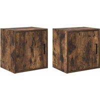 Berkfield Home Garage Wall Cabinets 2 pcs Smoked Oak Engineered Wood in Brown