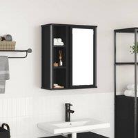 Berkfield Home Bathroom Wall Cabinet with Mirror Black Oak 50x21x60 cm | Size: 50 x 21 x 60 cm