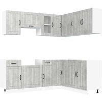 Berkfield Home 11 Piece Kitchen Cabinet Set Kalmar Concrete Grey Engineered Wood