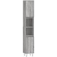 Berkfield Home Bathroom Cabinet Grey Sonoma 30x30x190 cm Engineered Wood | Size: 30 x 30 x 190 cm